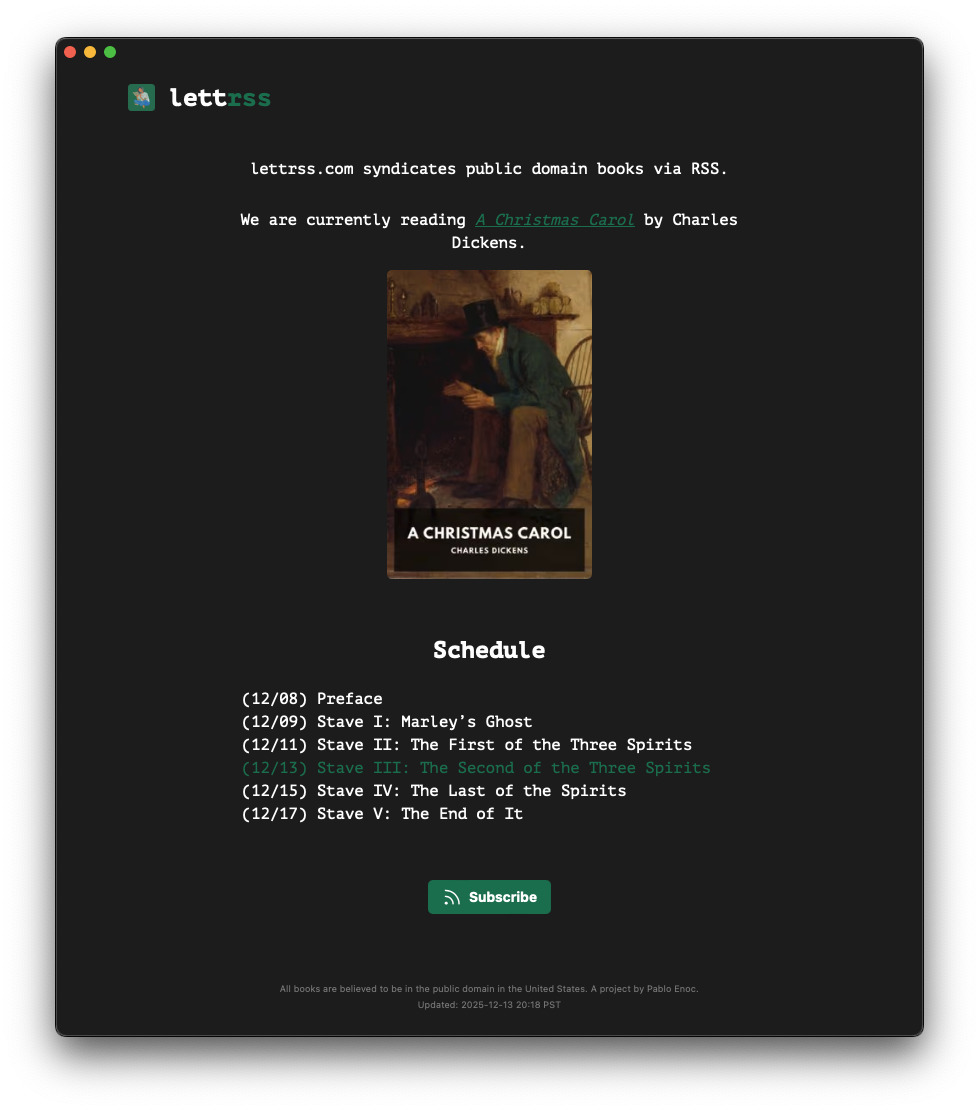 lettrss homepage calendar