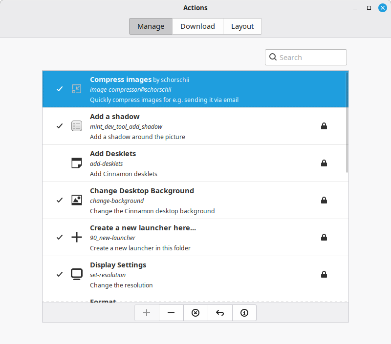 Actions Screenshot