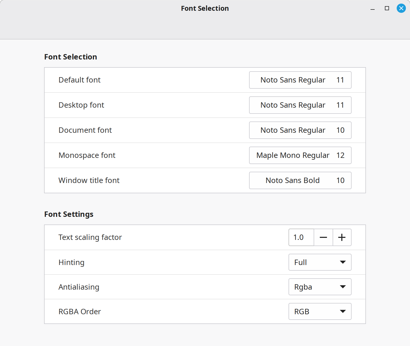 Fonts Settings