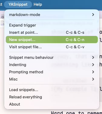 Create a new YASnippet